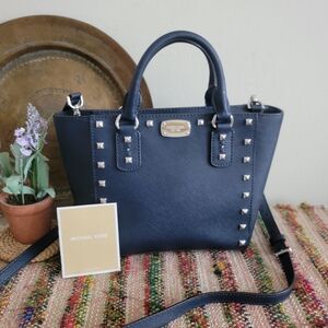 Michael Kors Navy Studded Satchel Bag